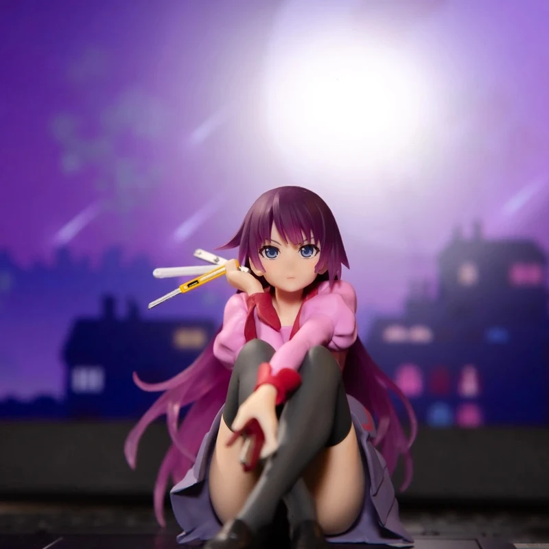 

In Stock Genuine Taito Desktopcute Figure Monogatari Series Senjougahara Hitagi 13cm Model Toy Ornament Purple Hair Collectibles