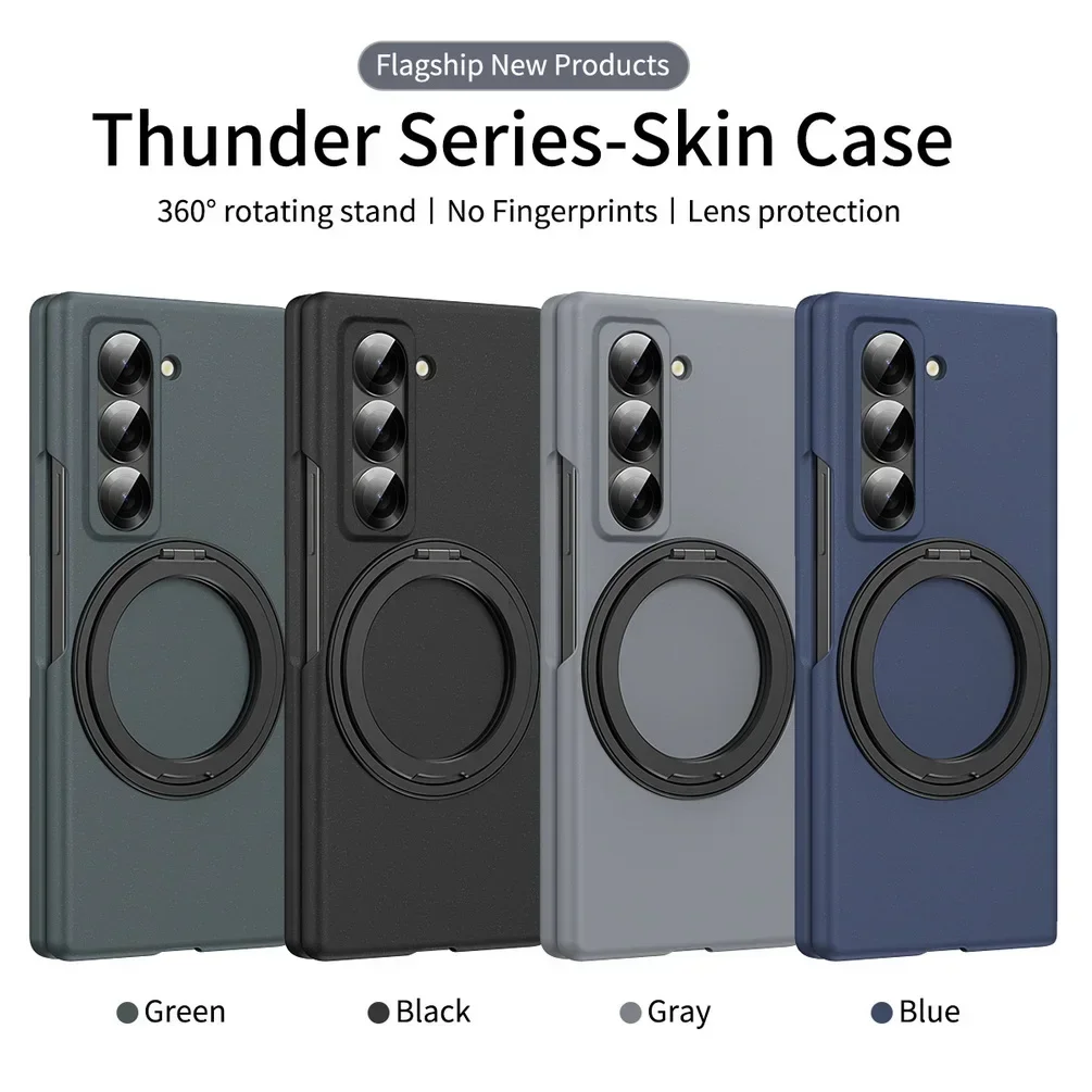 

Luxury Rotatable Magnetic Ring Holder Protective Case for Samsung Z Fold 7 Fold7 6 5 Cover Built-in Glass Screen Protector Funda