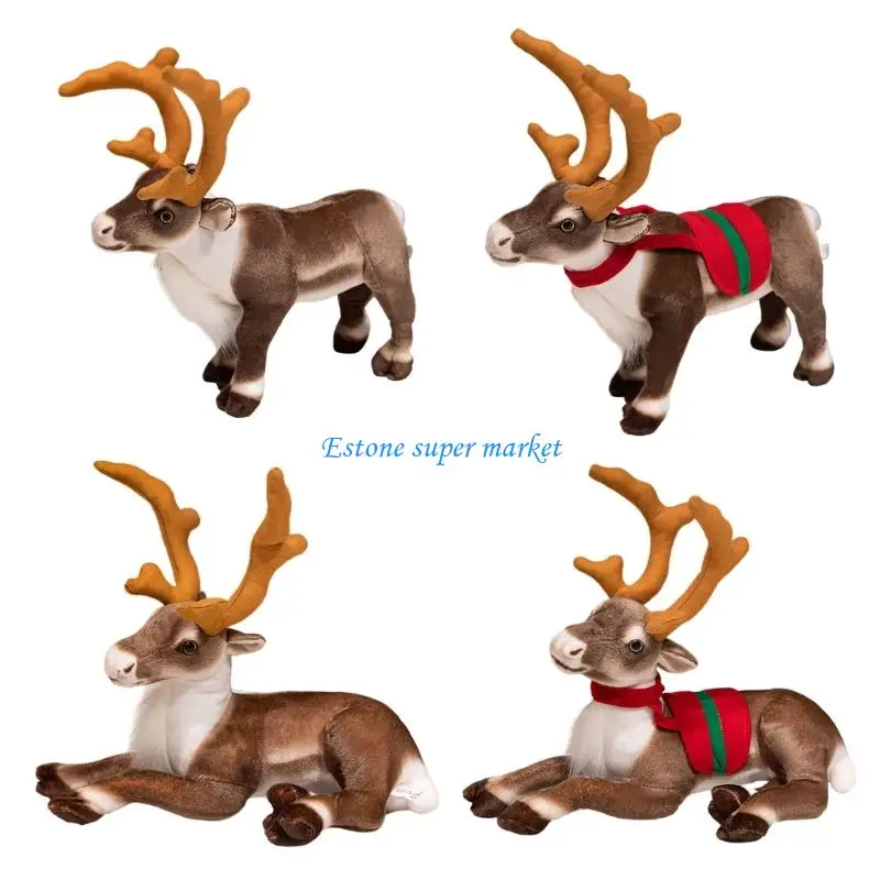 090B Trẻ Nai Sừng Tấm Sang Trọng Búp Bê Đi Ngủ Đồng Hành Thú Nhồi Bông Tuần lộc Quà Tặng Giáng Sinh