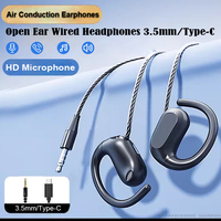 3.5mm/Type C Open Ear Wired Headphones Headset Wired Earphones Mic Stereo Earbuds Sports In-line Control For Galaxy S23 S21 S22