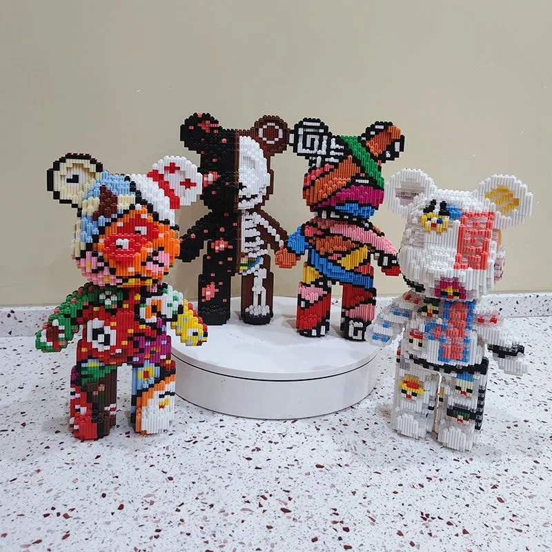 32Cm Crackling Bear Tiny Particles Building Block Assembly Educational Toys Boys and Girls Brain Birthday Gift Ornament Toy