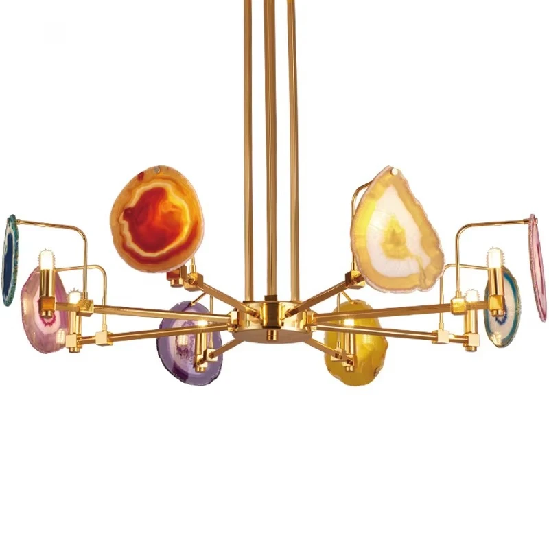 Luxury Living Room Modern Residential Hanging Light Agate Chandelier & Chandelier