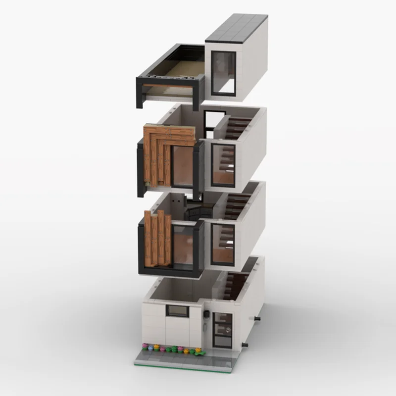 Bloc de construction MOC-85985 Modulaire moderne urbain résidentiel bâtiment assemblage bloc de construction jouet ornement décoration