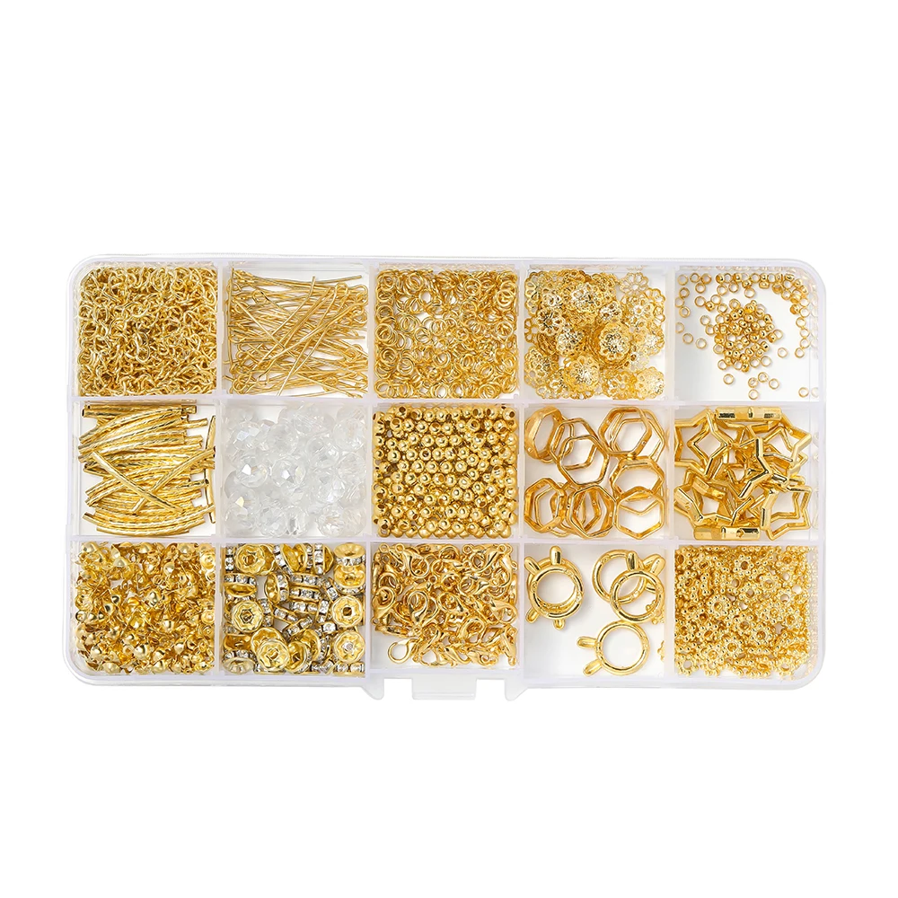 1027pcs/Set Lobster Clasp Beads Cap 9 Pins Rhinestone Beads CCB Bead Frame with Needle Kit for DIY Bracelet  Jewelry Making image 6