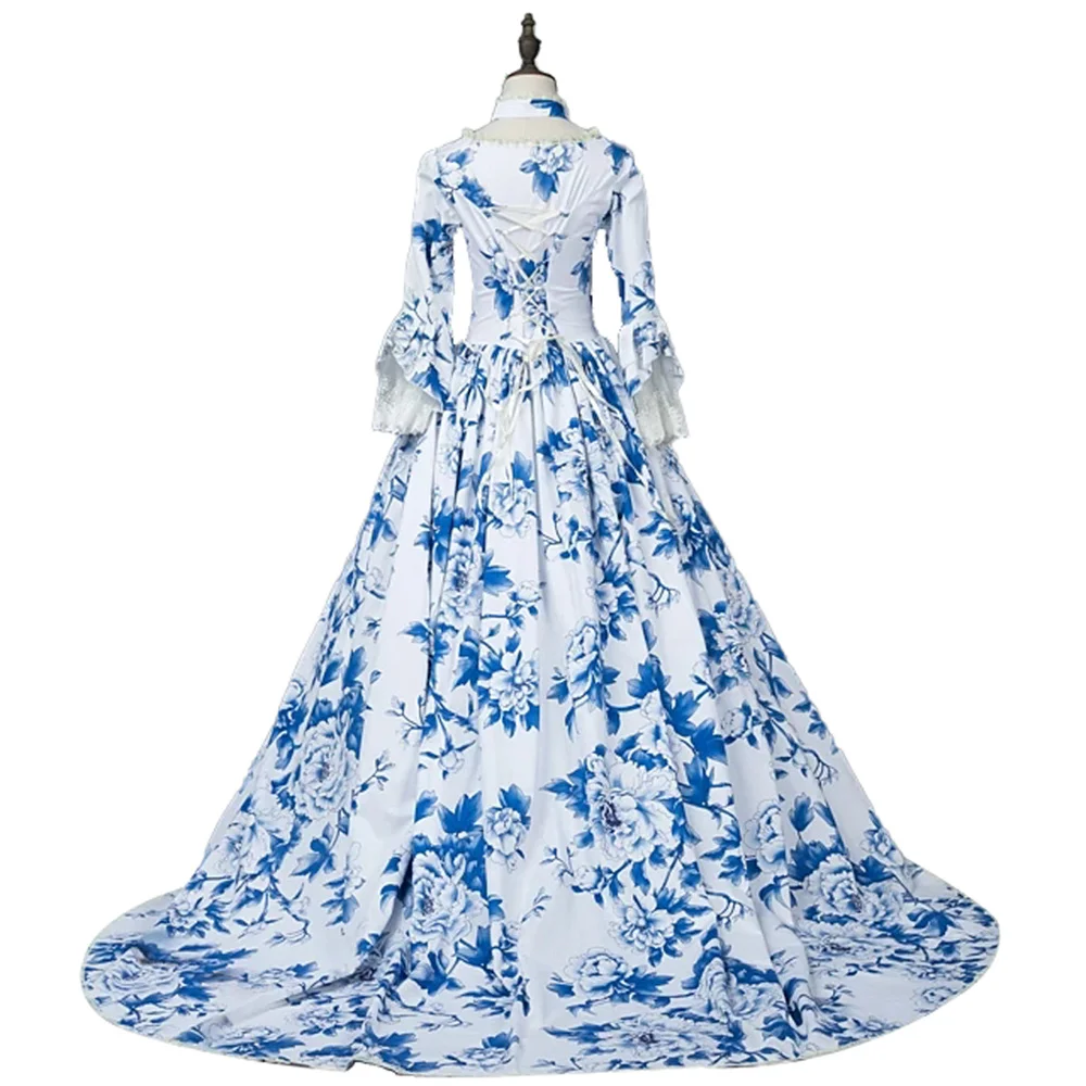 Women's Blue Floral  Rococo Victorian Maria Antonietta  Dress Renaissance Party  Ball Gown image 2