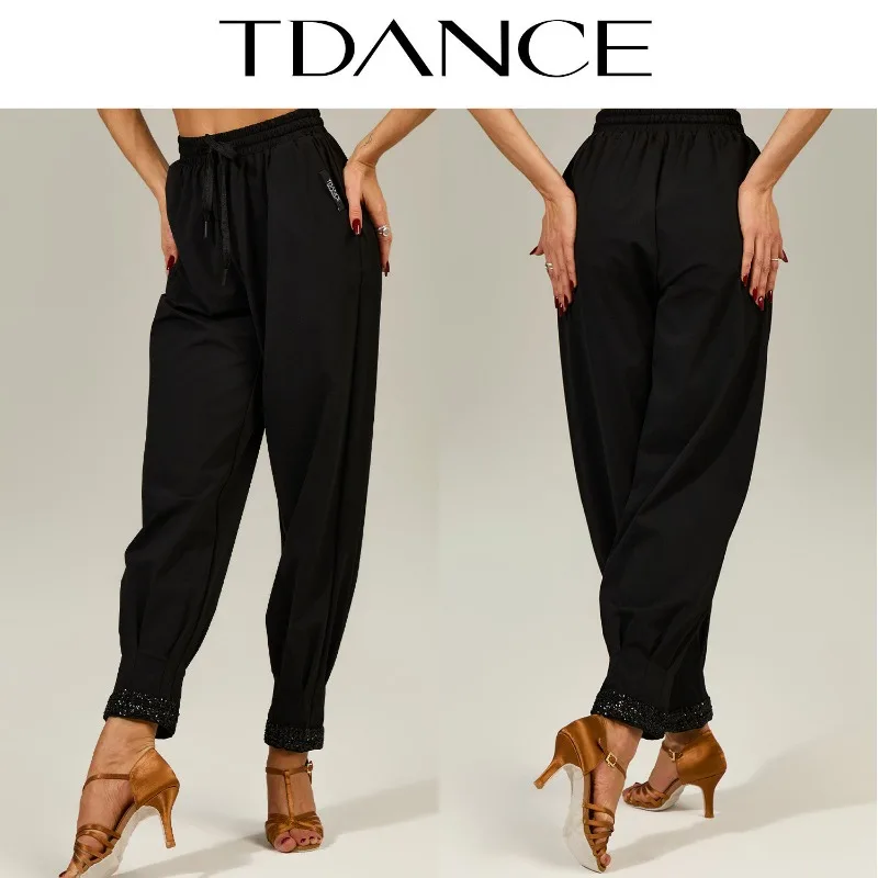 

Спортивные брюки TDANCE Latin с пайетками и эластичным шнурком, модель Carrot с зауженными штанинами, быстросохнущая ткань, модель GL-245