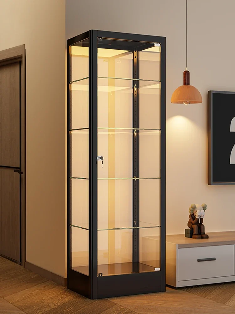 Figure display cabinet Glass cabinet with lamp Dust-proof transparent pain cabinet Household music model High toy storage rack