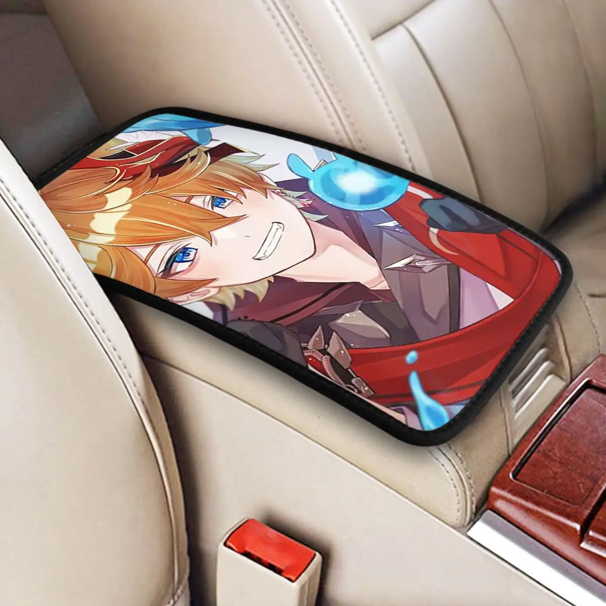 Tartaglia Childe Genshin Impact Center Console Cover Pad for Cars Ajax Car Interior Accessories Armrest Cover Mat