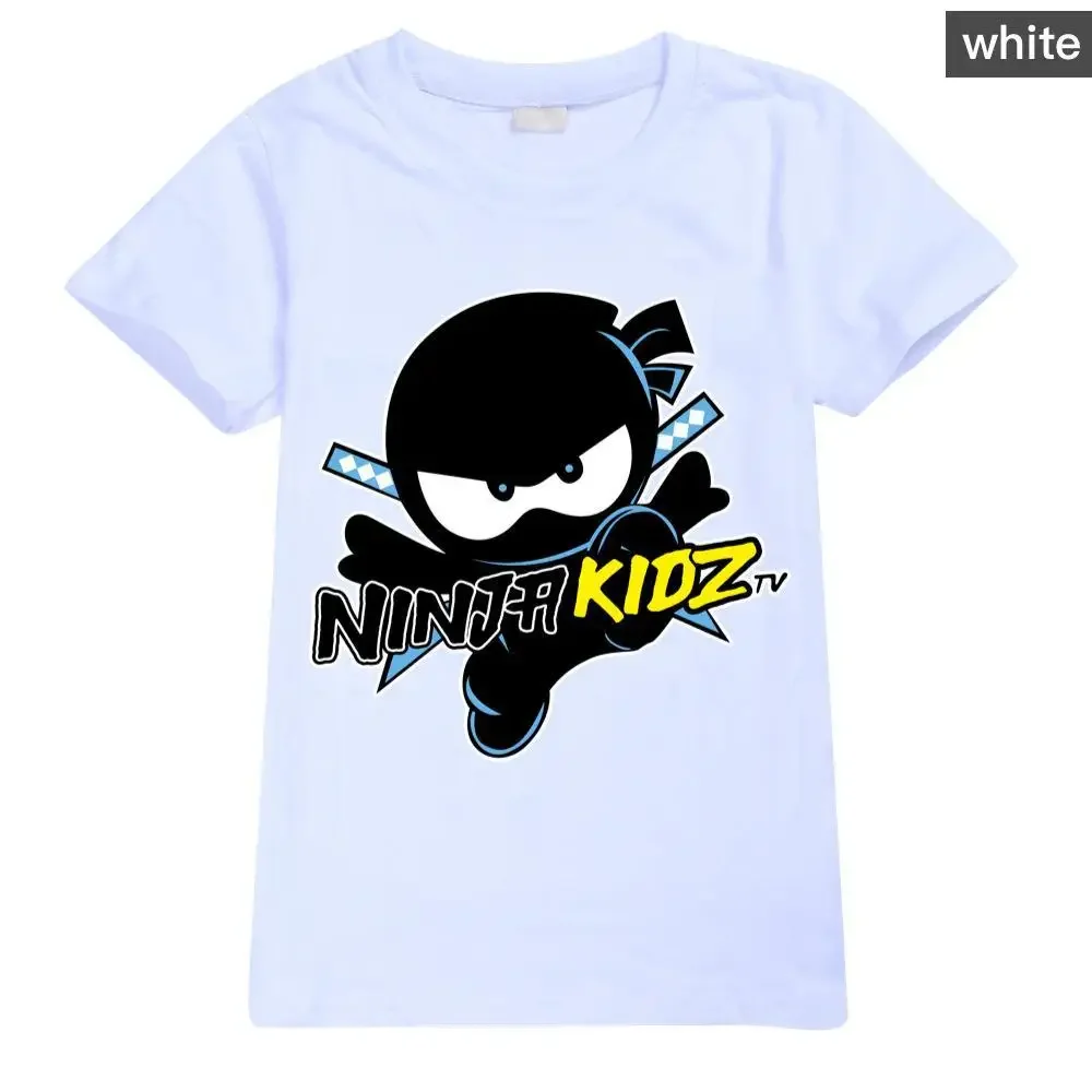 Summer cotton Kids Top Cartoon Graphic Tee Funny NINJA KIDZ Harajuku Children O-neck  T Shirt Boys Girls Short T-Shirt  848