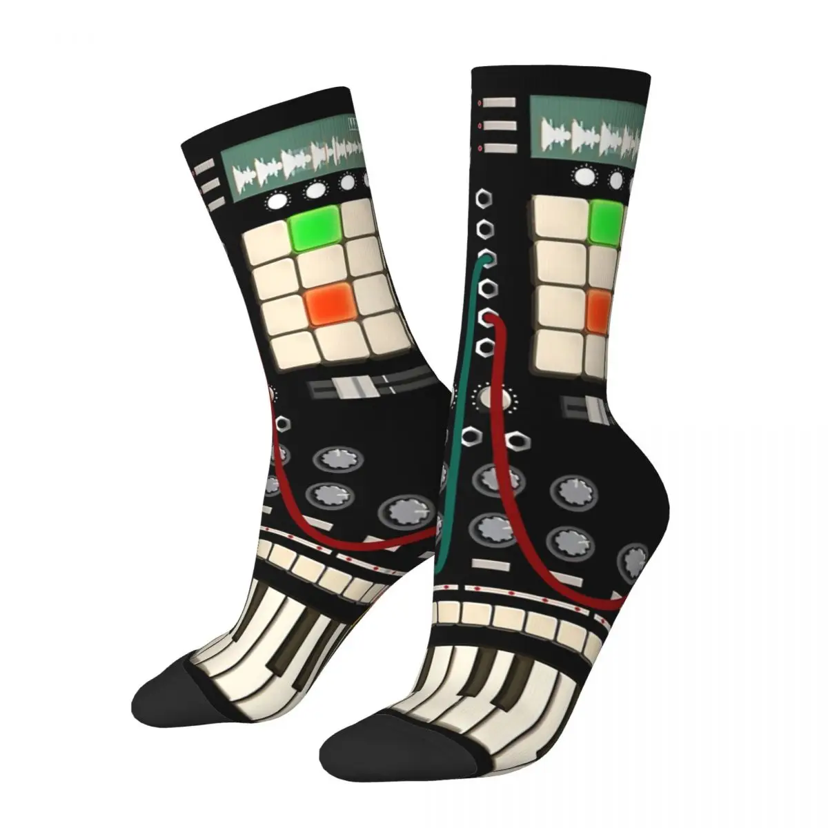 Hip Hop Retro Producer And Electronic Crazy Men's Socks Music Notes Unisex Harajuku Printed Funny Happy Crew Sock Boys Gift