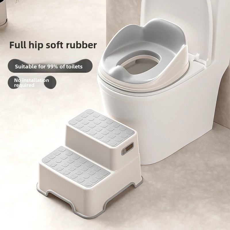 Langkes Premium Large Toilet Seat with Step Stool for Kids Toddlers Non-Slip Toilet Training Seat Cover Anti-Splash Toilet Train