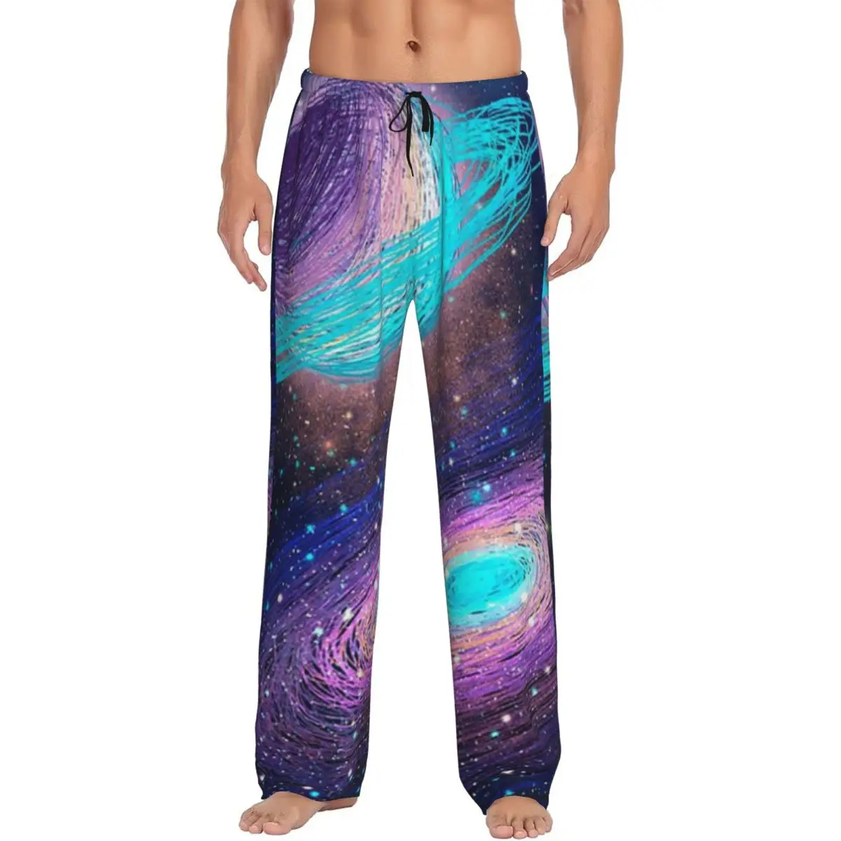Custom Cloak Galaxy Universe Planets Pajama Pants Men Sleepwear Sleep Lounge Bottoms with Pockets