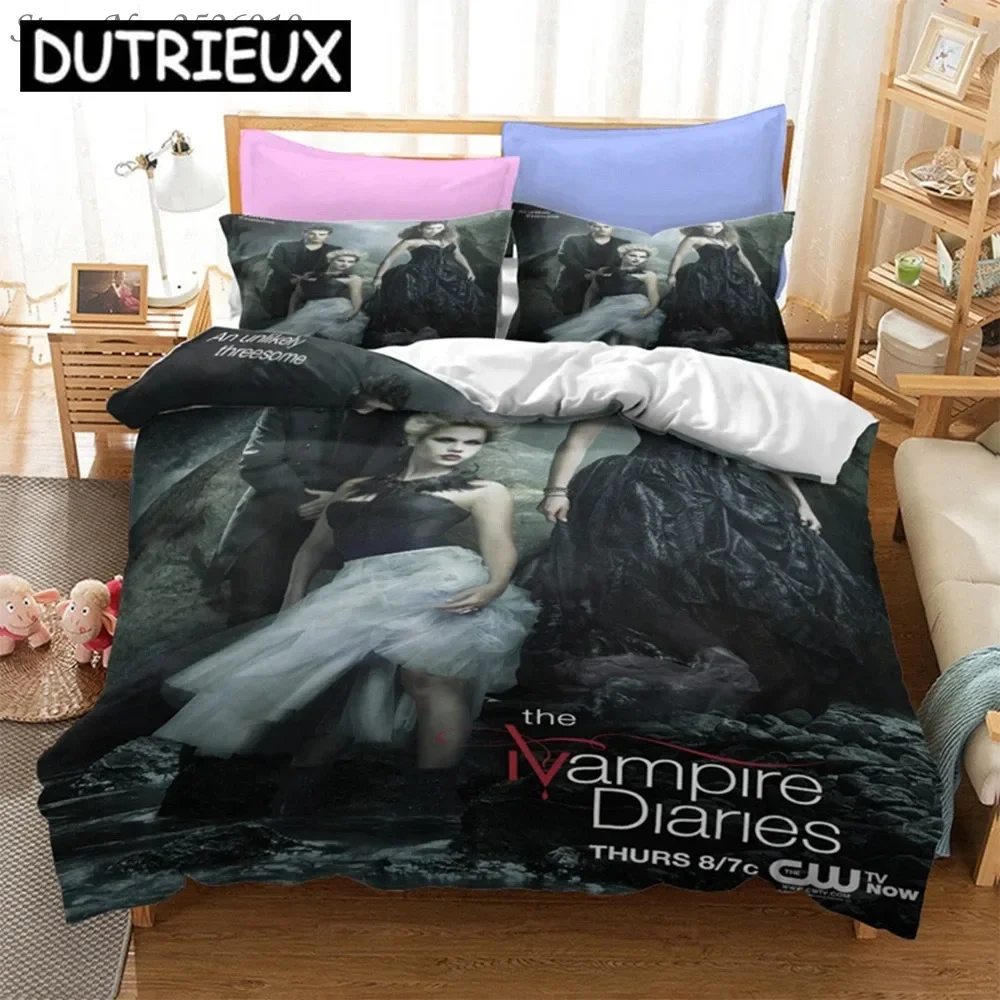 The Vampire Diaries Print Bedding Set 3D Character Duvet Cover Set With Pillowcase Twin Full Queen King Bedclothes 02