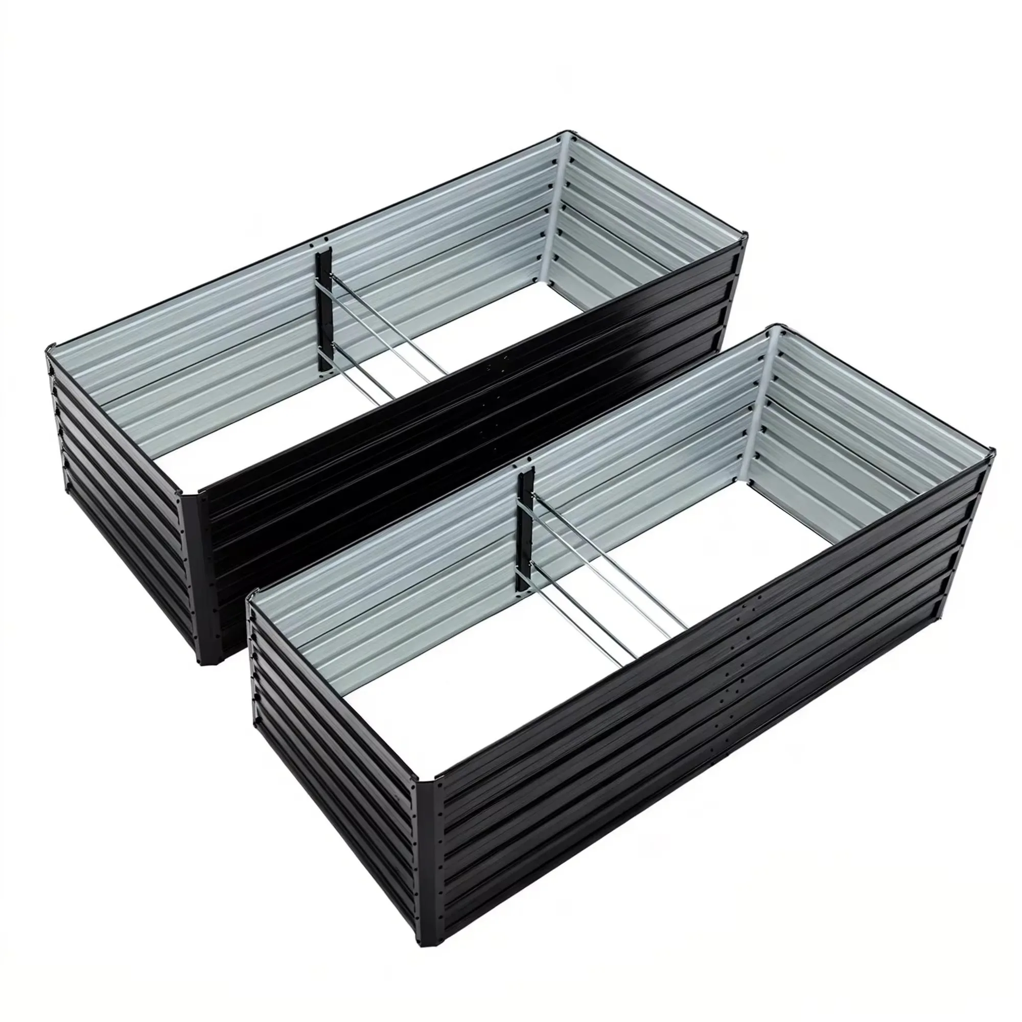 ESHINE ESMB6X3 6x3x1FT/6x3x2FT Anti-rust Galvanized Steel Rectangle Raised Planter Garden Bed for Flowers Herbs Vegetables