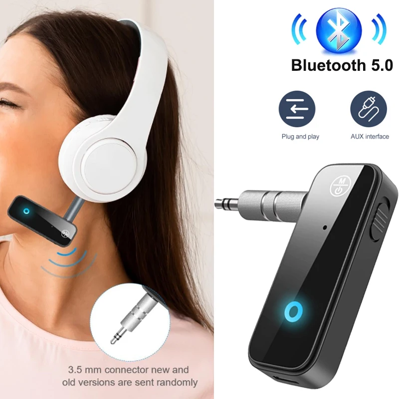 Bluetooth 5,0 2 en 1 Jack Adaptador auxiliar de Audio inalámbrico transmisor receptor Adaptador de ordenador Mini emisor para auriculares de TV de coche