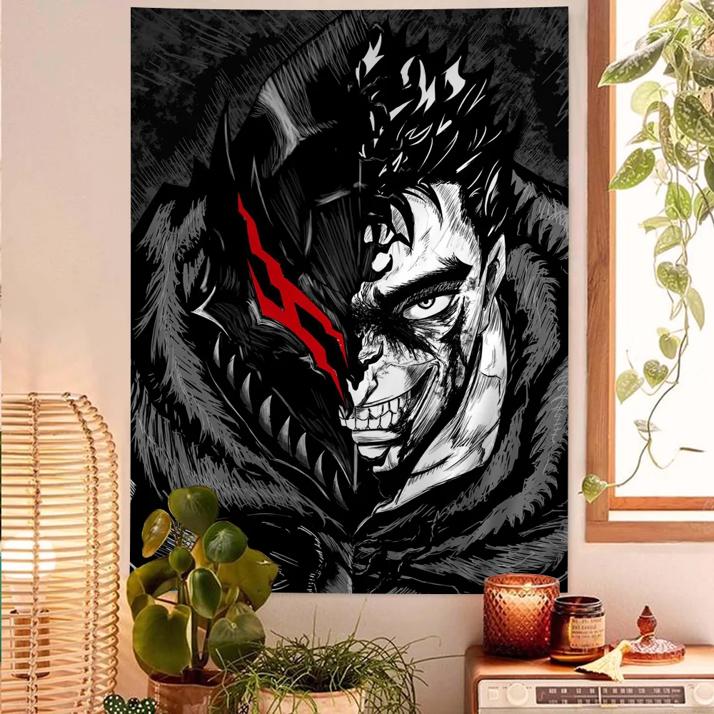 Neuer Japanischer Retro-Anime Berserk Kunstdruck Wandteppich für Schlafzimmer Wanddekoration Atmosphäre Dekoration Hintergrundstoff