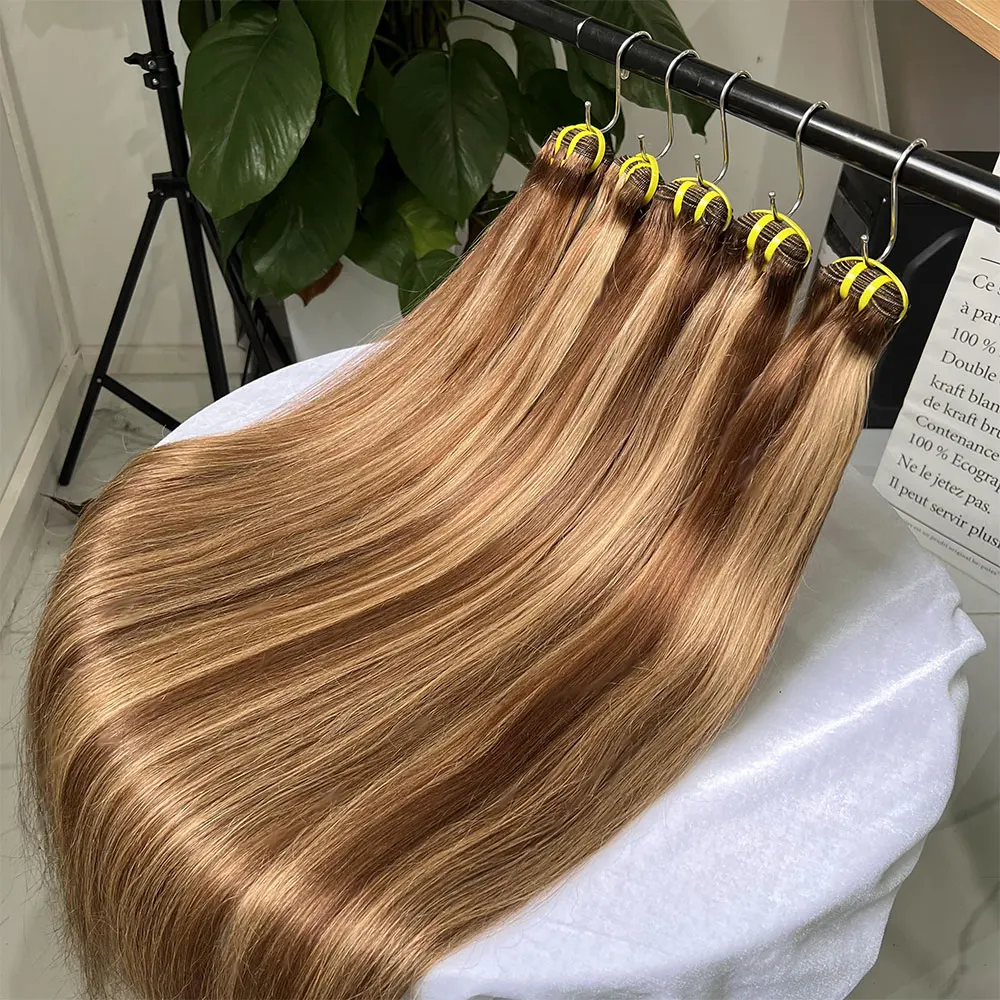 16A Grade P4/27 Straight Highlight Ombre Colored 100% Raw Virgin Human Hair Bundles Brown Hair Weave Extensions For Women