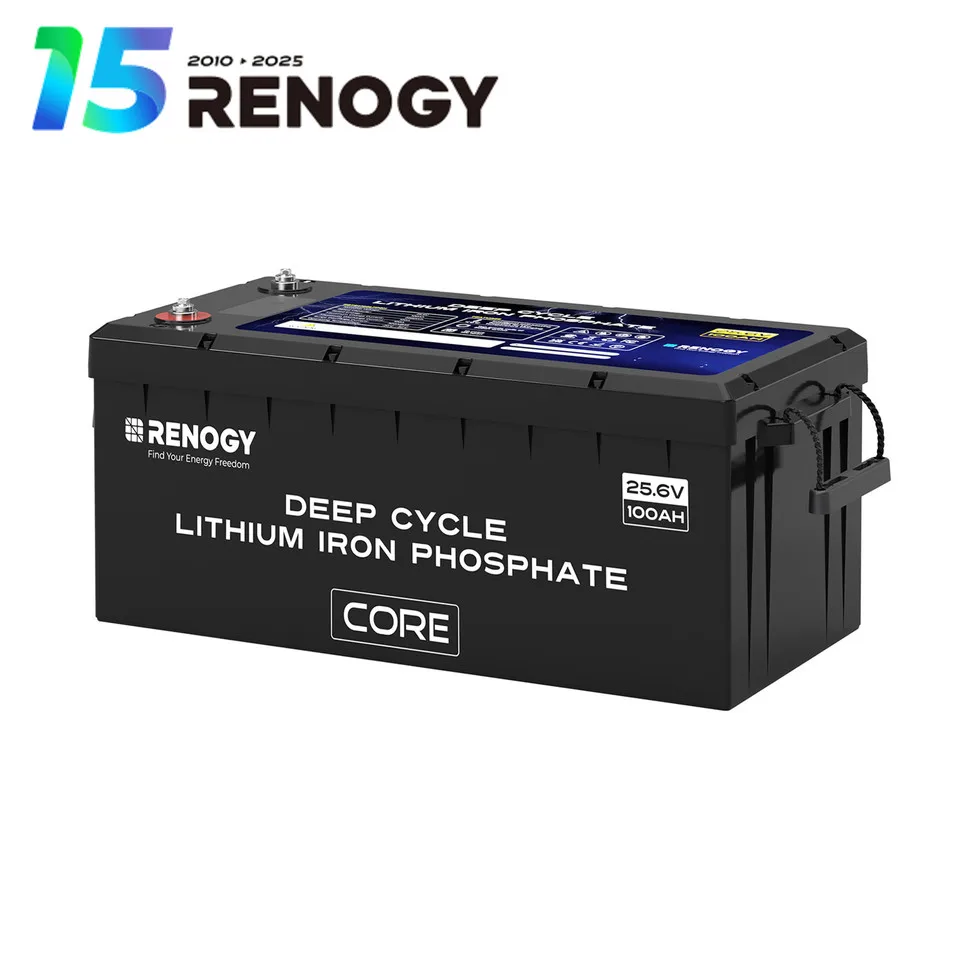 Batería de fosfato de hierro y litio de ciclo profundo RENOGY Core 24V 100Ah - Batería LiFePO4 de alta capacidad para RV, sistema solar, marina