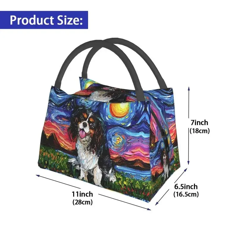 Cavalier King Charles Spaniel Starry Night Isolierte Lunch-Tragetasche für Haustier-Hundeliebhaber, tragbare Thermo-Kühlbox für Lebensmittel,