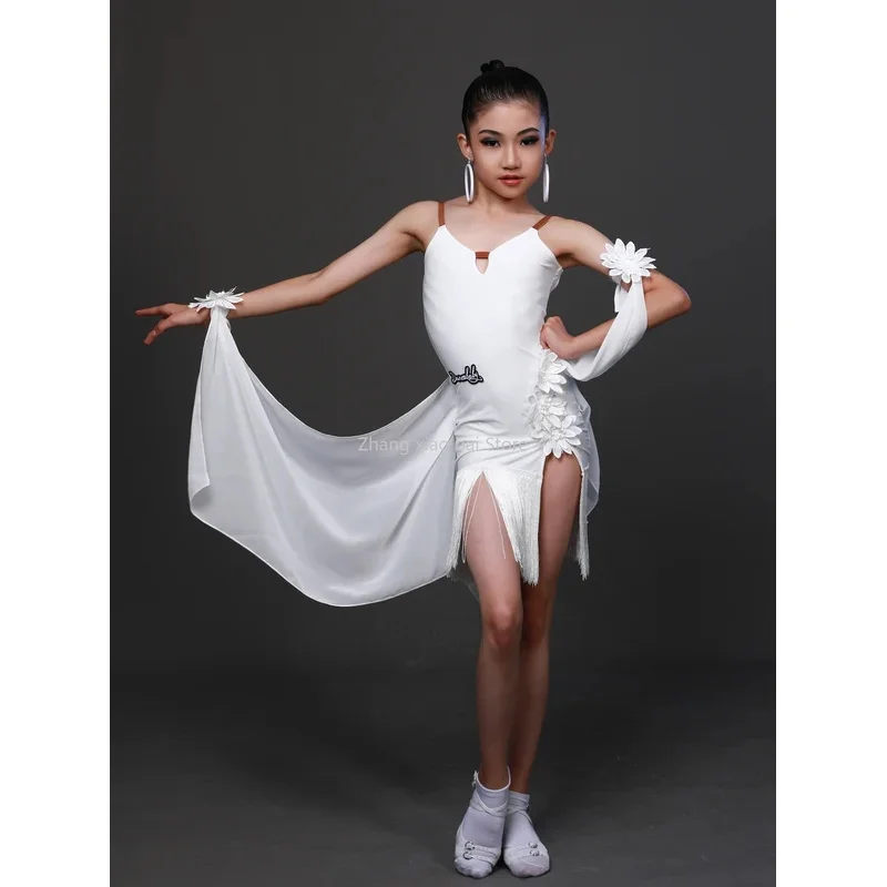 New child tassel Latin dance dress girls dad samba tango ballroom Umba clothes sling girls competition performance costume