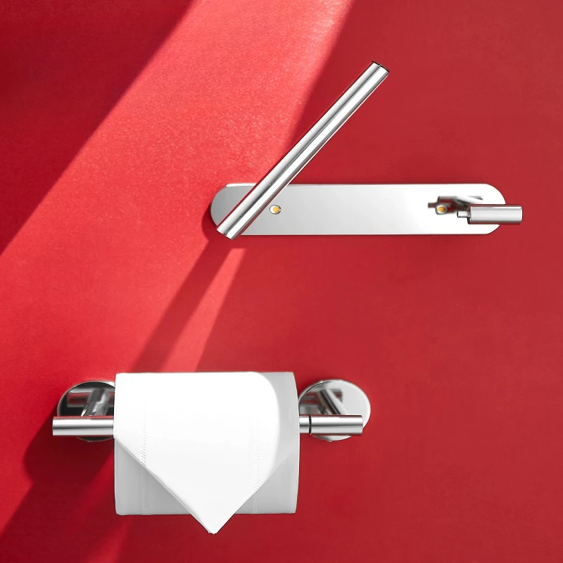 

SUS-304 Rotating Toilet Paper Holder Wall Mounted No Drill Corrosion Proof High Polishing Electroplated 90° Swivel Tissue Rack