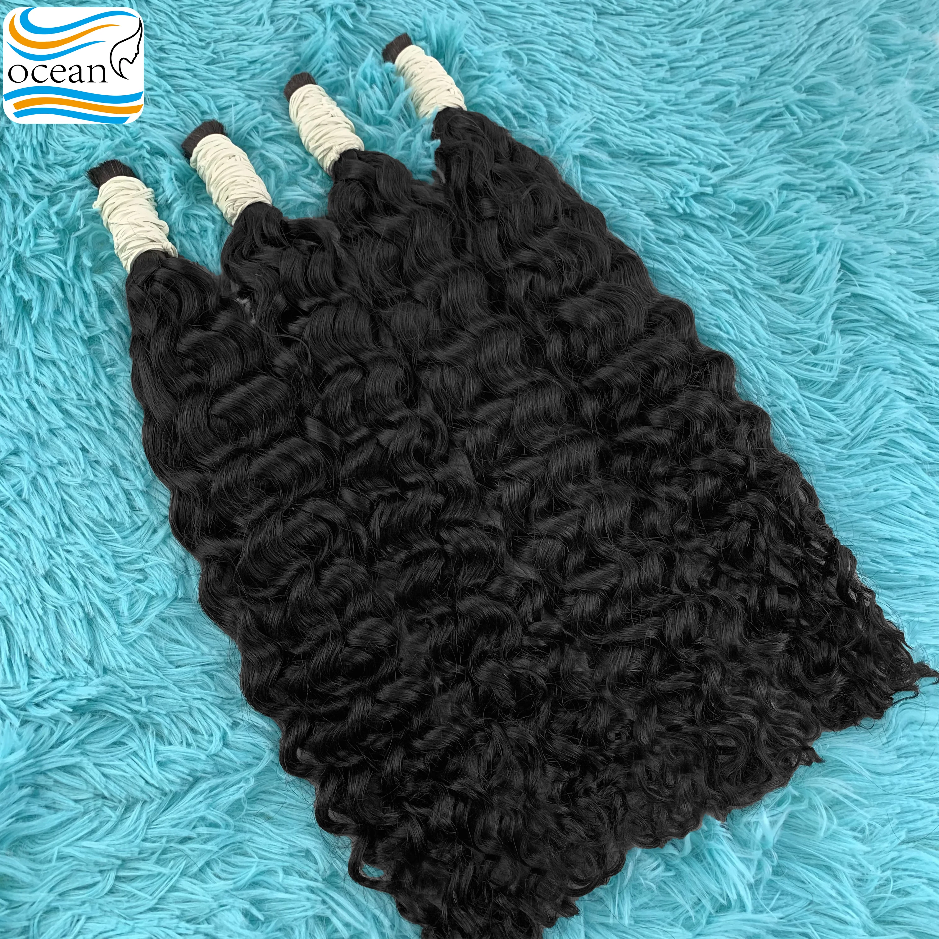 Real Human Hair Braidings Hair Curly Bundles 100% Human Hair Virgin Natural Black Extensions Hair Bundles for Braiding