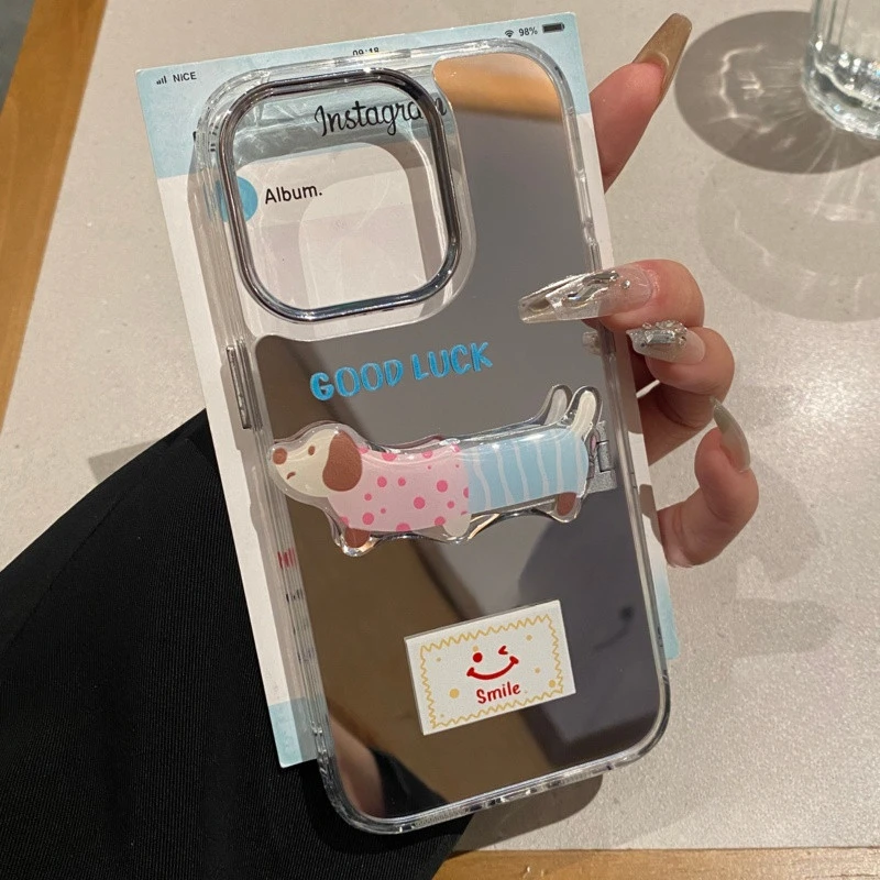 

For Honor 200 Lite X9B X9A 100 90 80 70 60 Pro Plus SE Magic 5 4 Lite X40 Phone Case Dachshund Holder Mirror Soft Cover