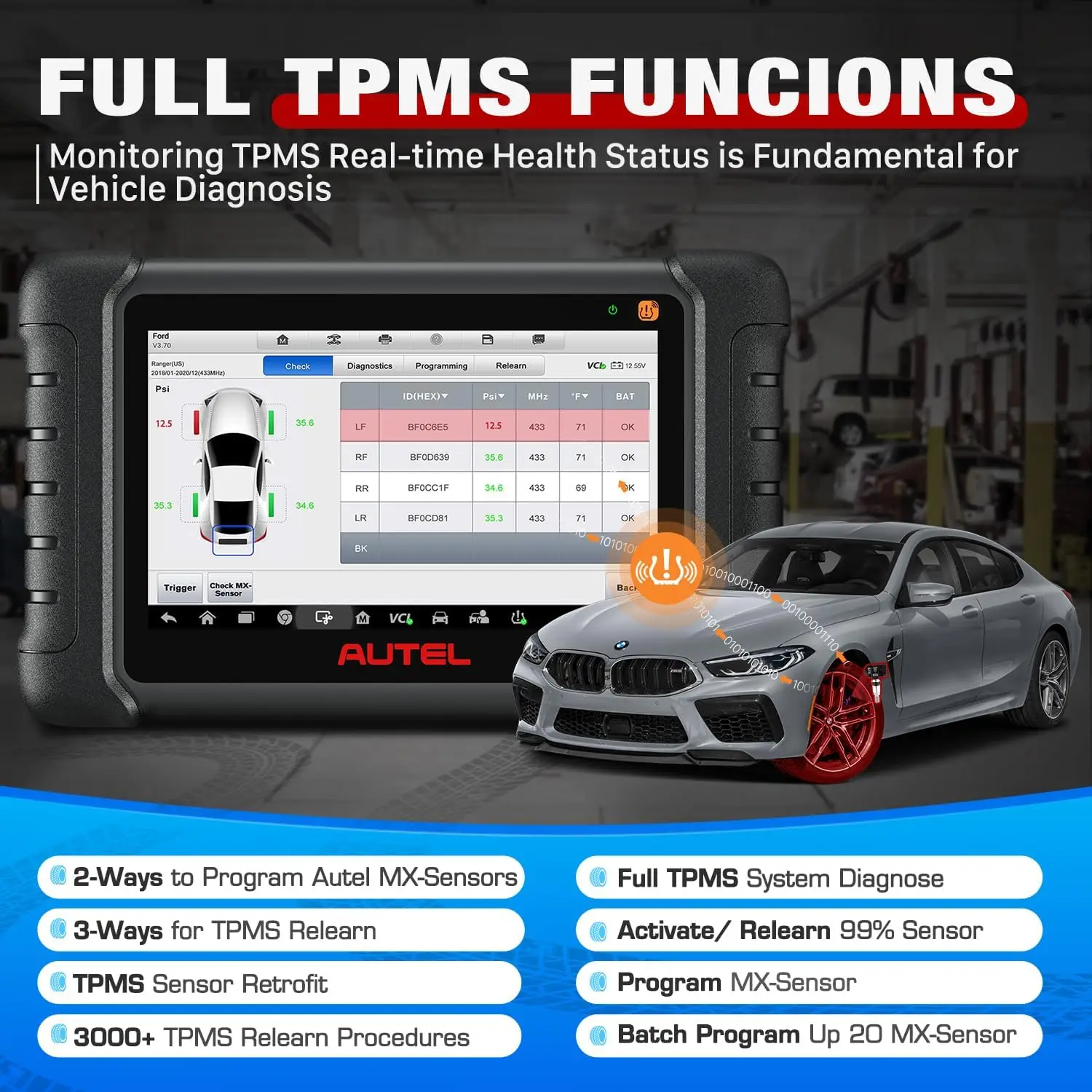 Autel MaxiCOM MX808S-TS All-in-one TPMS Diagnostic Tool Bidirectional Scanner TPMS Programming Relearn Retrofit pk MK808S TS