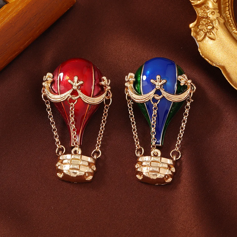 cute hot air balloon brooch simple retro suit jacket accessories pins gifts
