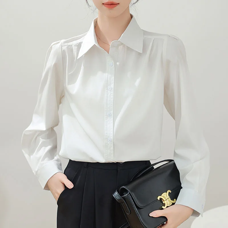 Fashion Turn Down Collar Women Shirt New White Long Sleeve Shirt Blouse Women Tops Blouses Camisas Blusas Camisas De Mujer M872