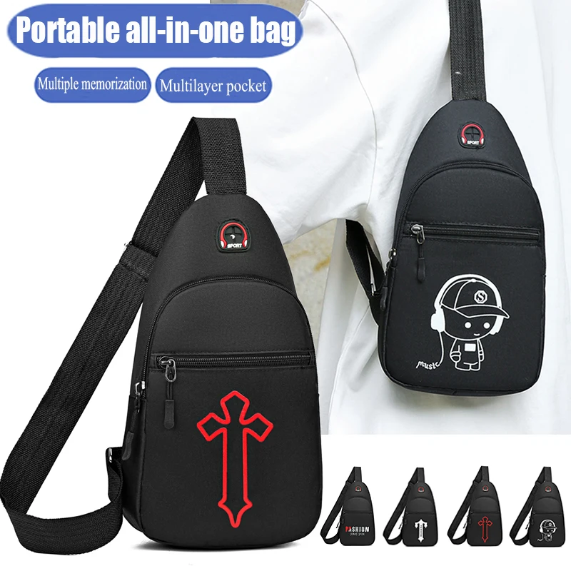 Men's casual tote bag, sports bag, single shoulder crossbody bag, fashionable chest bag, single-layer pocket