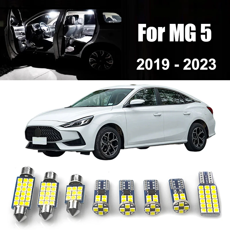 

For MG 5 MG5 2019 2020 2021 2022 2023 10pcs Car LED Bulbs Interior Reading Lamp License Plate Vanity Mirror Light Accessories
