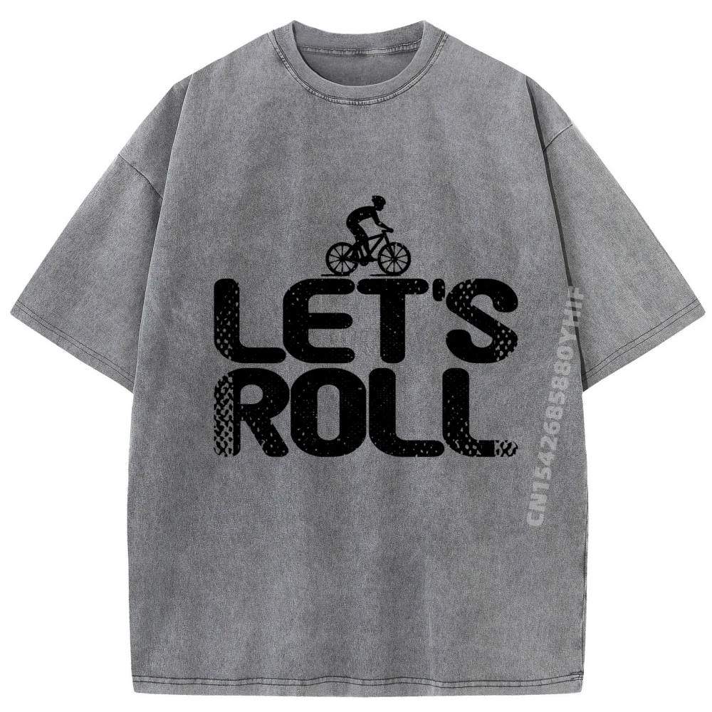 

Biker Funny Mountain Biking Tees Retro Printed Vintage Short Sleeve Pure Cotton Adult T-shirts Men Retro Washed Tee-Shirts