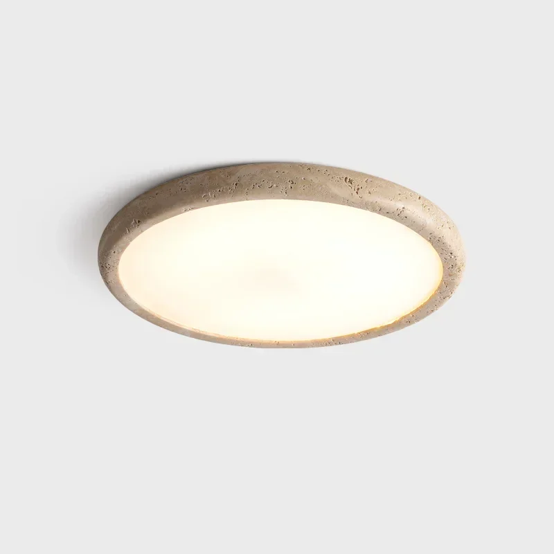 Retro Cream Yellow Travertine Designer Master Bedroom Ceiling Light Japanese Living Room Wabi-sabi Style High-end Decoration LED