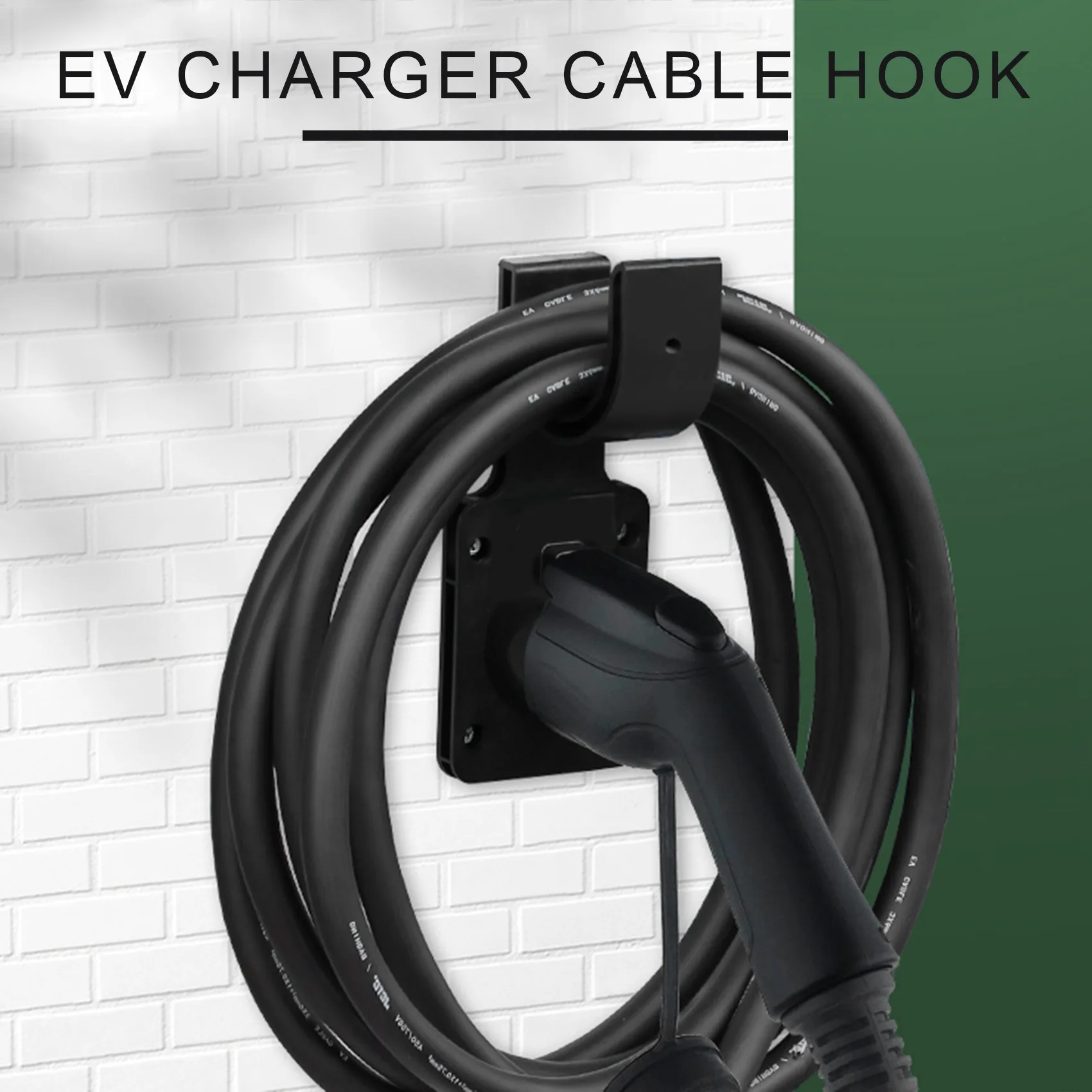 Cord Holder EV Charger Nozzle-Holster Dock and J-Hook Combination for J1772 Connector