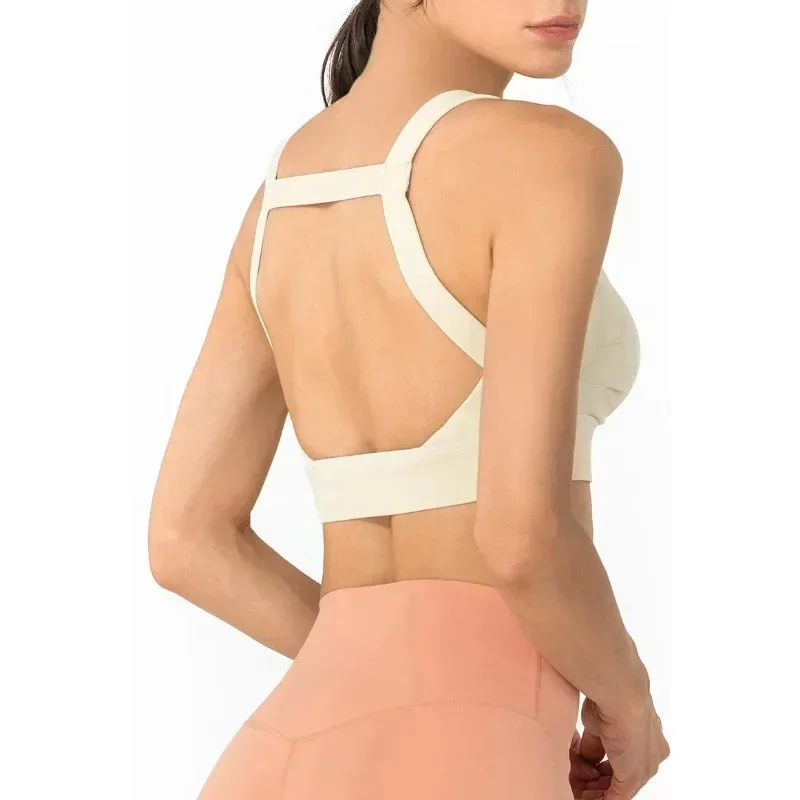 High Support Square Neck Padded Sport Bra Women Shock Absorber Open Back Fitness Underwear Running Yoga Vest Gym Crop Tank bra