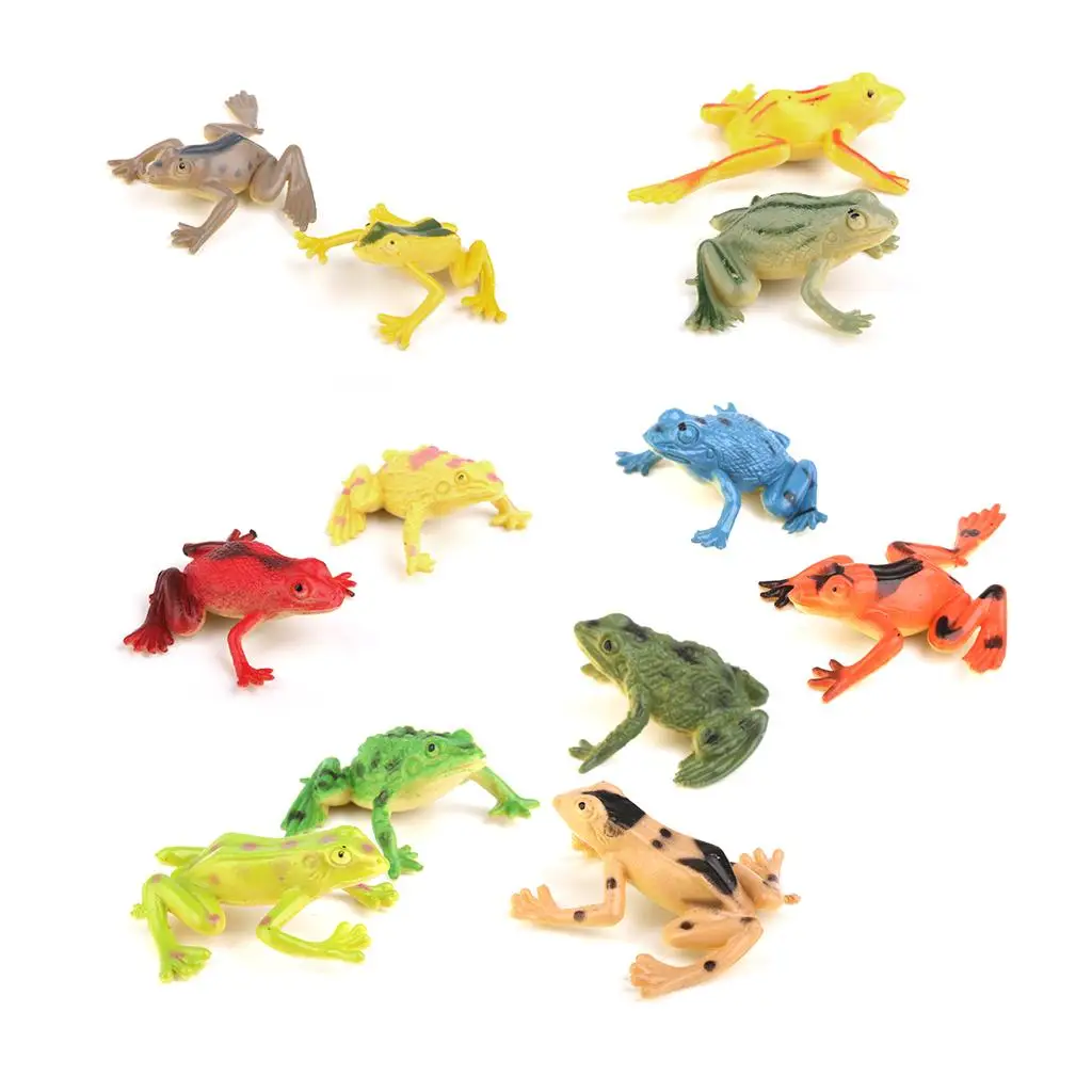 Figurines de grenouille colorées en plastique, 12 pièces, jouet de décoration pour enfants