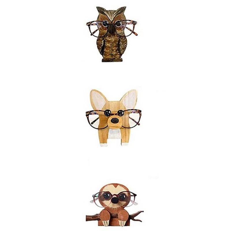 

A45M-Wooden Animal Glasses Storage Ornaments Office Desktop Wooden Crafts Glasses Display Stand