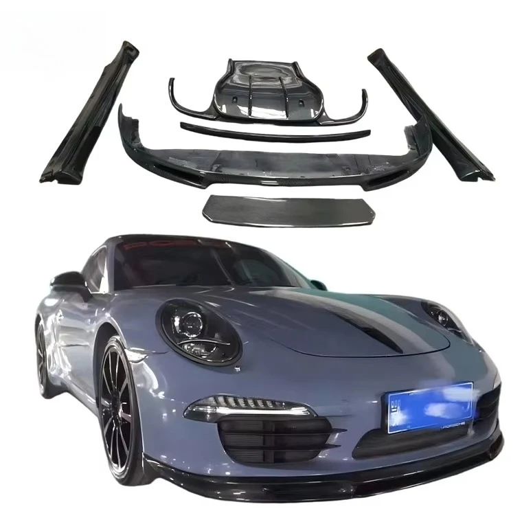 Front Lip Rear Diffuser Side Skirt Spoiler Body Kit for Porsche Carrera 911 991 Carbon Fiber Body Kit(Note: Price for Tail Wing)