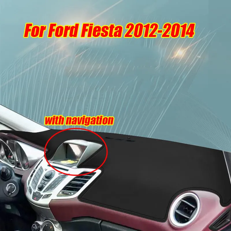 

Черный кожаный чехол для приборной панели, защитный коврик для Ford Fiesta 2012-2014