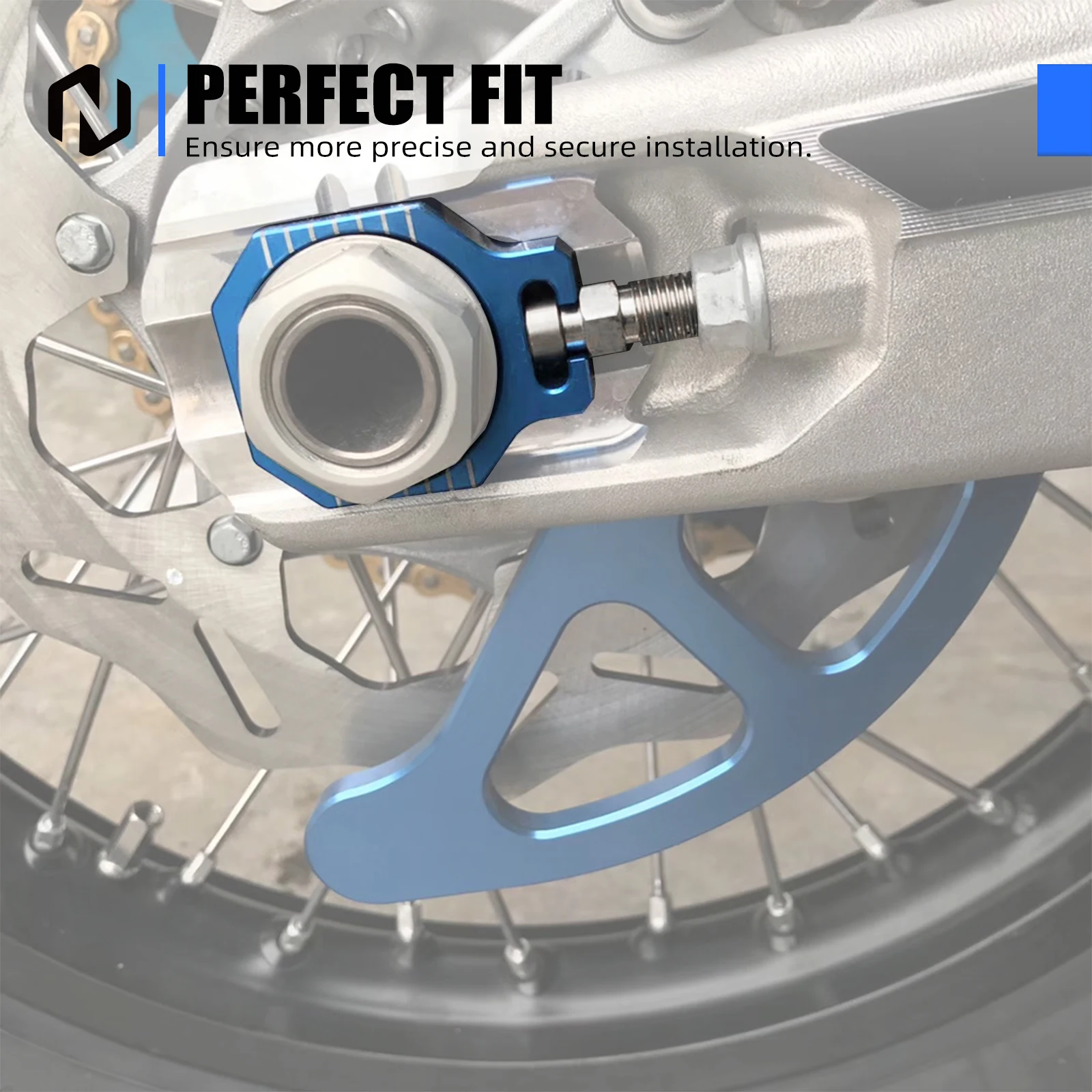 NICECNC Rear Axle Blocks Chain Adjuster For Husqvarna TE300 TE250 FE250 FE350 FE450 FE501 2014-2023 FC250 FC350 FC450 2014-2015