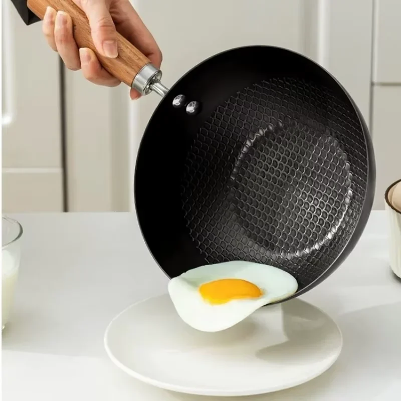 Wok pequeño de 20/24cm, sartén antiadherente de hierro fundido para alimentos y carne para estufa de Gas, cocina de inducción, esencial para freír en la cocina