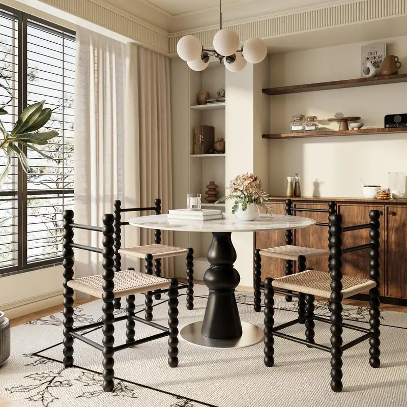 طاولة طعام مستديرة حديثة مقاس 39 بوصة - طاولة مطبخ صغيرة ملونة تتسع لـ 2 إلى 4 أشخاص، مثالية لغرفة الطعام أو زاوية الإفطار أو