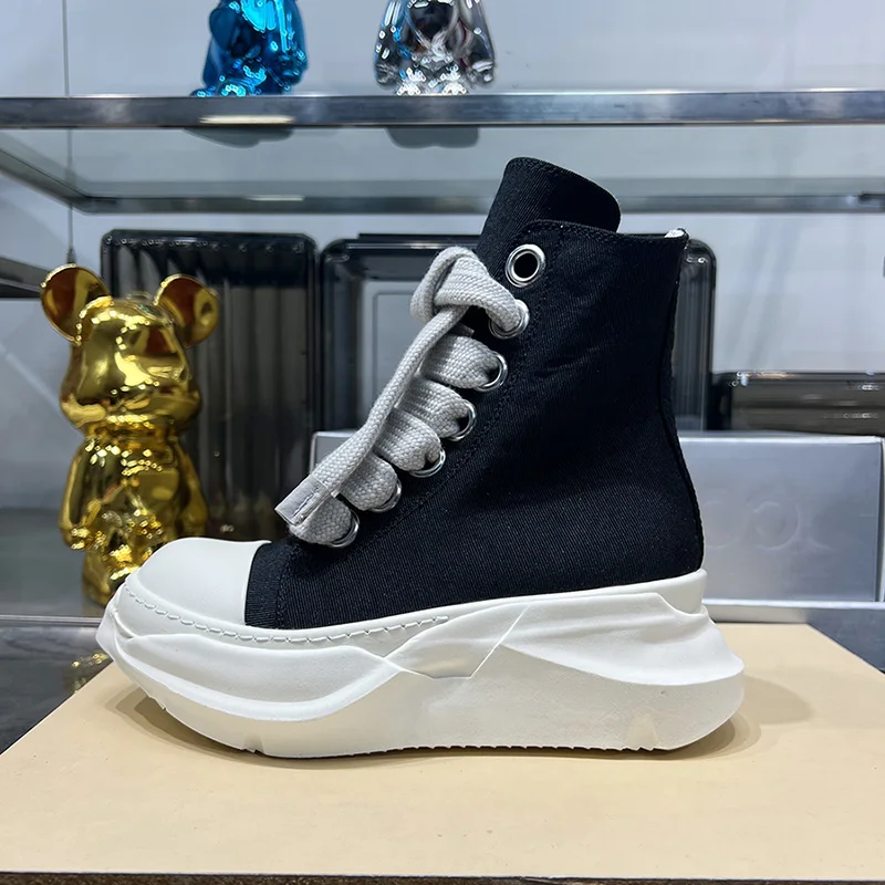 Dekherw Original High Top  Ankle Canvas Shoes Men Thick Sole Jumbo Lace Up Women Flats Sneakers Luxury Designer Sneaker Ro Boots