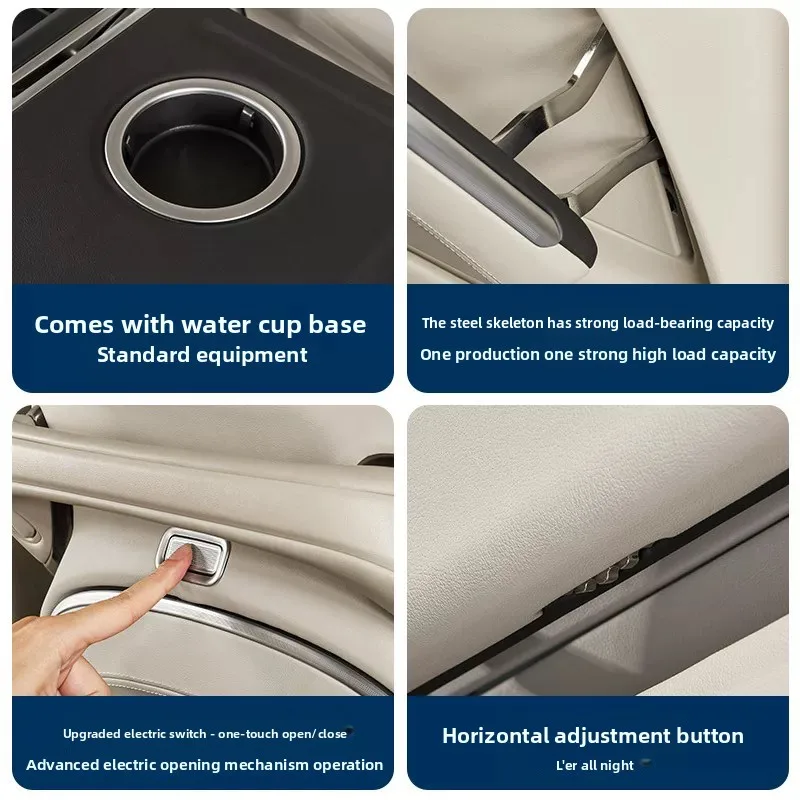 Car Seat Back Electric Folding Small Table Panel Wireless Charging+ambient Light Car Tray Table for Toyota Alphard 30/40 Series