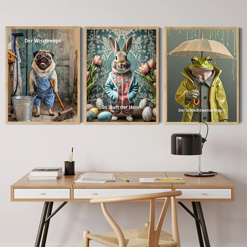 Interesting Animals Wild Boar Sheep Brown Bear Grey Rabbit Abstract Poster Canvas Paintings Wall Art Pictures Home Decor