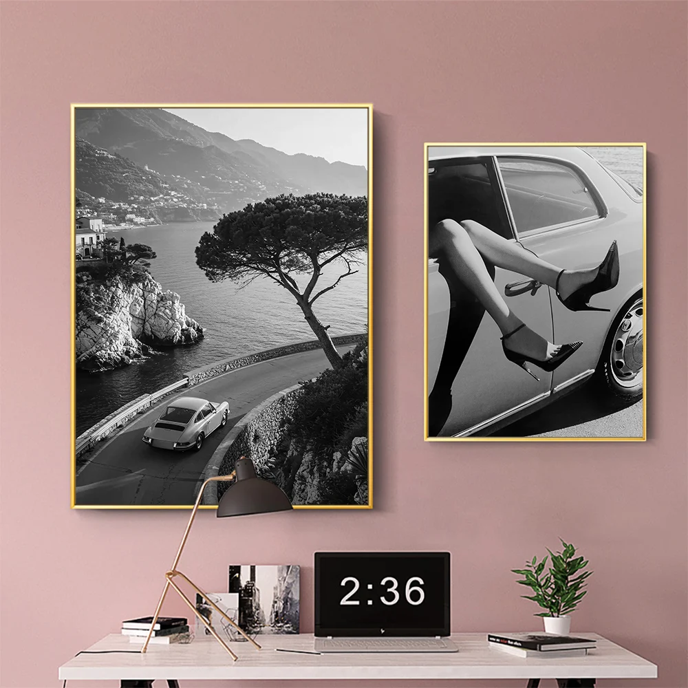 Vintage Black and White Car Poster Car Repair Poster and Picture Canvas Painting Wall Art Home Bedroom Decor Print Mural Cuadros view 4