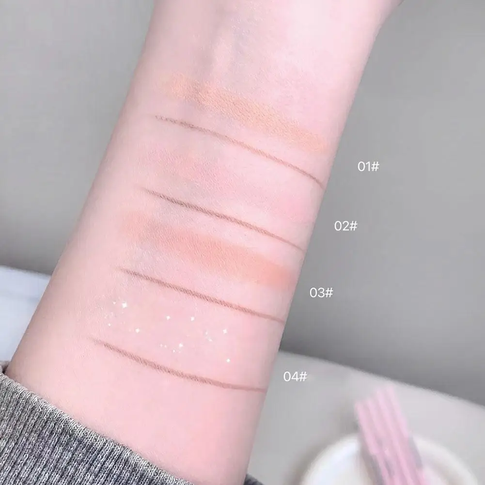 더블 헤드 젤 블레이드 아이라이너 펜슬 (스펀지 스머징 실크 웜 펜 포함) 고광택 파우더 내추럴 브라이트닝 아이 섀도우 스틱