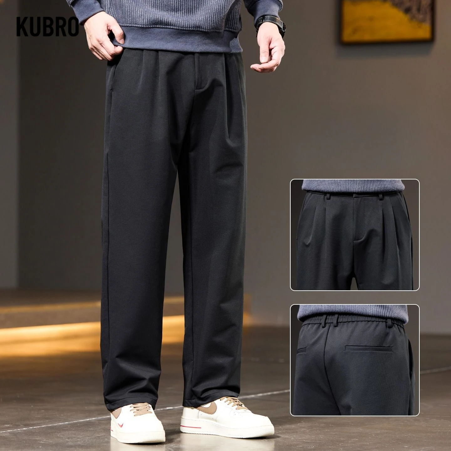 

Business Men's Loose Straight-leg Wide-leg Trousers for All Seasons A Trendy Brand of American Casual Pants Anti-drape for Men