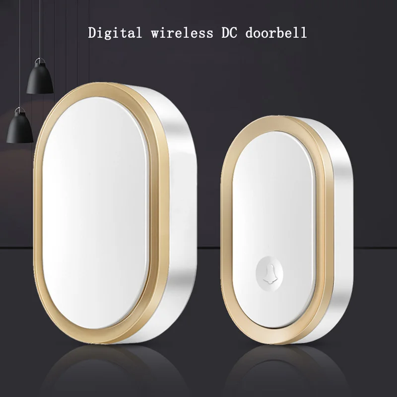 Elderly Pager Digital Wireless DC Doorbell Household Waterproof Flashing Door Bell Strong Penetration Dual Power Supply System